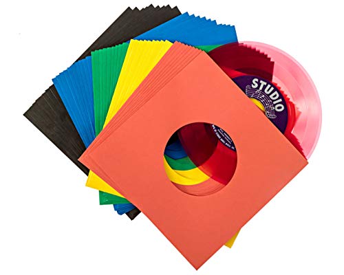 Schallplattenhüllen, 45 U/min, 17,8 cm, säurefreier Schutz, mehrfarbig, Papierhüllen für 17,8 cm Einzel-Schallplatten, 50 Stück Schallplattenhüllen, 45 U/min, 17,8 cm, säurefreier Schutz, mehrfarbig, Papierhüllen für 17,8 cm Einzel-Schallplatten, 50 Stück von Record-Happy