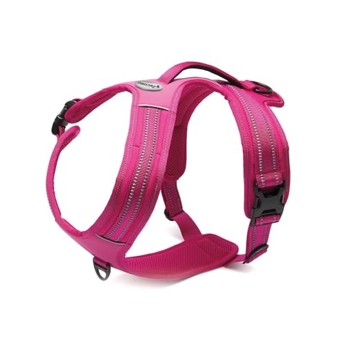 Record - Hundegeschirr Action Alpen - Farbe Fuchsia - Größe XL - Material: Nylon geflochten mit reflektierenden 3M ScotchLite Bändern - Umfang 90-125 cm von Record