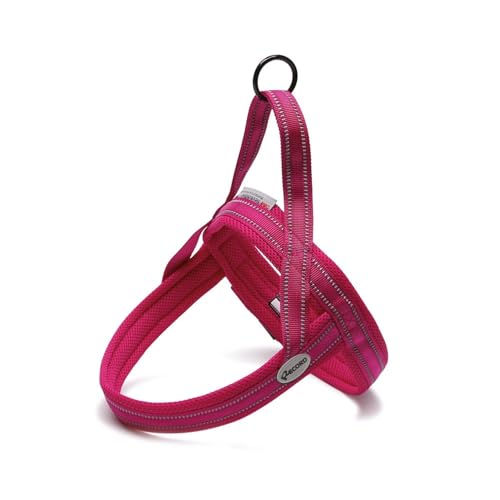 Record Hundegeschirr Dolomiti – Farbe Fuchsia – Größe L – Umfang 70 – 82 cm – Material: Nylon geflochten mit reflektierenden Bändern 3M ScotchLite von Record