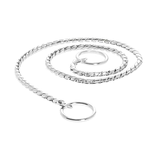 Record - Hundehalsband mit Dicker Schlangenkette – mit Hakenring – aus verchromtem Messing – Größe L – 0,5 cm – Länge 60 cm von Record