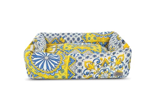 Record - Katzenbett Sorrento aus Polycotton - Gepolstertes Tierbett mit fröhlichem Design - Rechteckiges Kissen für Hunde und Katzen | L - 80 x 55 x 24 cm Record - Katzenbett Sorrento aus Polycotton - Gepolstertes Tierbett mit fröhlichem Design - Rechteckiges Kissen für Hunde und Katzen | L - 80 x 55 x 24 cm von Record