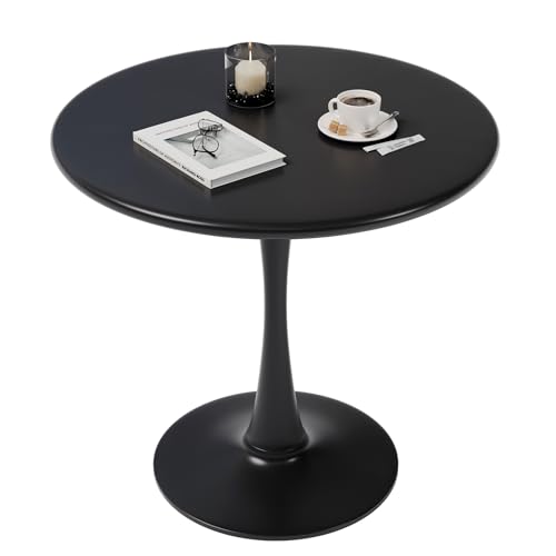 Recximi Schwarzer runder Tisch, moderner Esstisch, Tulpe, runder Küchentisch, Mitte des Jahrhunderts, Couchtisch für Wohnzimmer, 61 cm, YJX-B-60 von Recximi