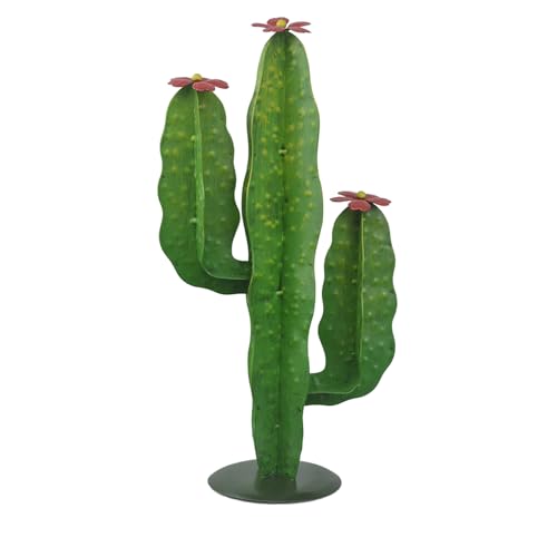 Red Carpet Studios Outdoor-Skulptur – Kaktus-Gartenstecker im Südwest-Stil, 51,8 cm hoch, rote Blumen von Red Carpet Studios
