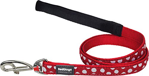 Red Dingo Designer Hundeleine, weiße Punkte auf Rot, 20mm x 1,2 m, Größe M von Red Dingo