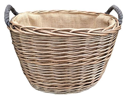 LADYBIRD-HOME Oval mittelgroß Sackleinen gefüttert Log Korb von Red Hamper