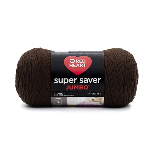 Red Heart Super Saver Jumbo-Garn, Kaffeebraun, Acryl, Coffee, 1 Pack, 681 von Red Heart