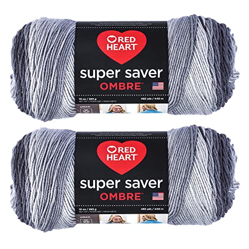 Red Heart E305.3964P02 Super Saver Jumbo Garn, Acryl, Anthrazit Ombre, 2 Pack, 2 Count von Red Heart