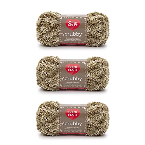 Red Heart Scrubby Garn, 3er-Pack, Mandel, 3 Stück von Red Heart