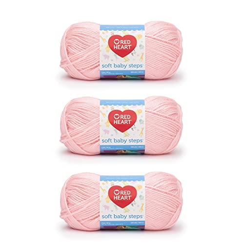 Red Heart Soft Baby Steps Baby Steps Baby Pink Garn, 3 Packungen mit 141 g, Acryl, 4 Medium (Kammgarn) – 250 Meter – Stricken/Häkeln von Red Heart