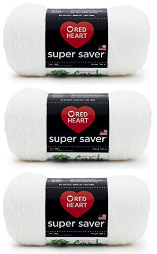 Red Heart Super Saver Garn, 3er-Pack, Weiß, 3 Stück von Red Heart
