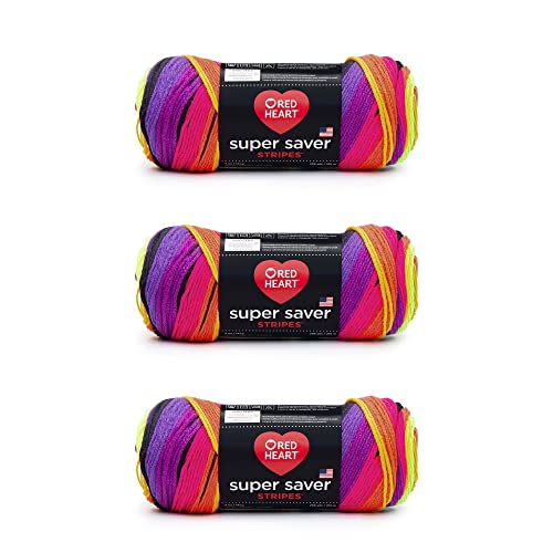 Red Heart Super Saver Garn, 3er-Pack, helle Streifen, 3 Stück von Red Heart