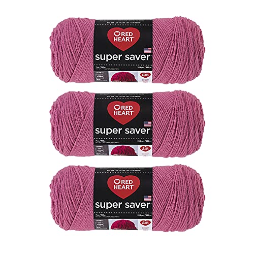 Red Heart Super Saver Garn (3er-Pack) Light Raspberry E300-774 von Red Heart