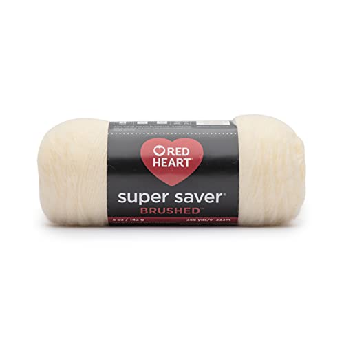 Red Heart Super Saver Gebürstetes Cremegarn – 3 Packungen mit 140 g – Acryl – 4 Medium (Kammgarn) – 220 Meter – Stricken/Häkeln von Red Heart