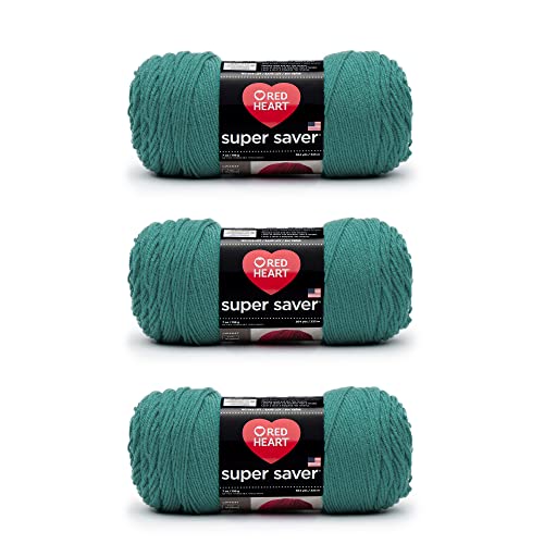 Red Heart Super Saver Jade-Garn, 3 Packungen mit 198 g, Acryl, 4 mittelgroße (Kammgarn), 360 m – Stricken/Häkeln von Red Heart