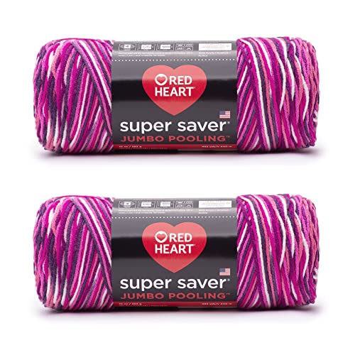 Red Heart Super Saver Jumbo Berry Pooling-Garn – 2 Packungen mit 283 g – Acryl – 4 Medium (Kammgarn) – 480 Meter – Stricken/Häkeln von Red Heart