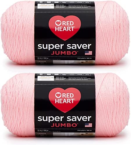 Red Heart Super Saver Jumbo Petal Pink Garn – 2 Packungen mit 396 g – Acryl – 4 Medium (Kammgarn) – 700 Meter – Stricken/Häkeln von Red Heart
