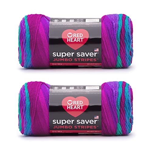Red Heart Super Saver Jumbo-Polo-Streifen-Garn, Acryl, 4 Medium (Kammgarn), 482 Meter, 2 Stück von Red Heart