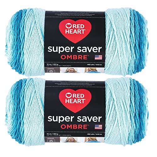 Red Heart Super Saver Jumbo Scuba Ombre Garn – 2 Packungen mit 283 g – Acryl – 4 Medium (Kamm) – 482 Meter – Stricken/Häkeln von Red Heart