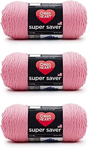 Red Heart Super Saver Perfect Pink Garn – 3 Packungen mit 198 g – Acryl – 4 Medium (Kammgarn) – 360 Meter – Stricken/Häkeln von Red Heart