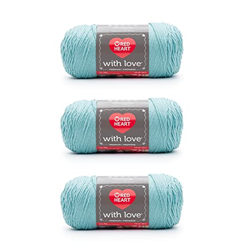 Red Heart With Love Iced Aqua Garn, 3 Packungen mit 198 g, Acryl, 4 Medium (Kammgarn) – 370 Meter – Stricken/Häkeln von Red Heart