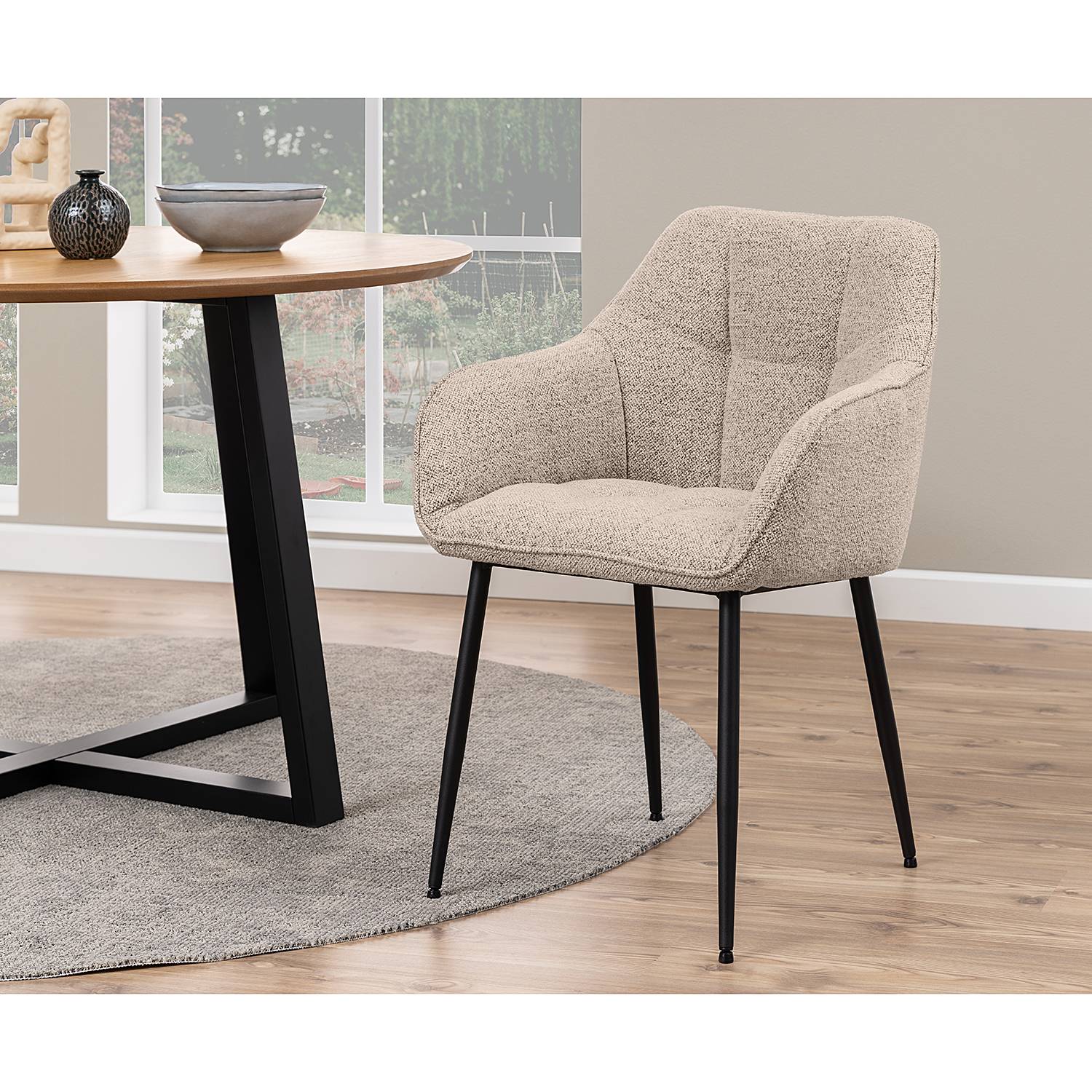 home24 Armlehnenstuhl Noela 2er-Set 59 x 85 x 55cm Beige von home24