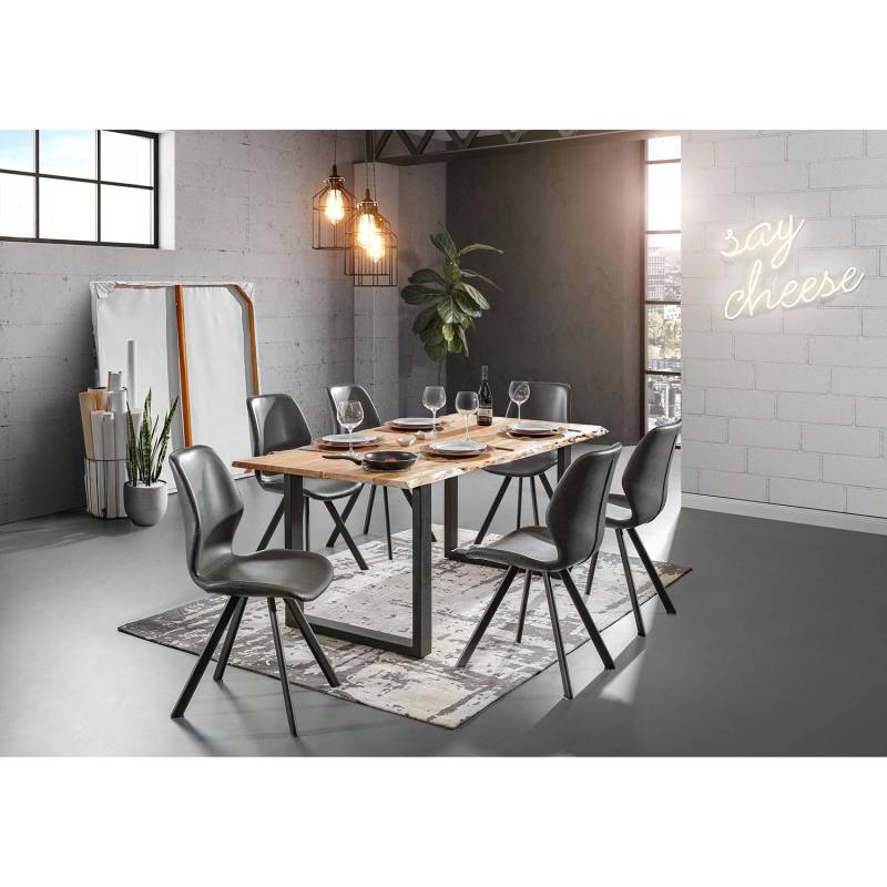 home24 Esszimmerstuhl Collins 2er-Set 47 x 90 x 54cm Grau/Grau von home24