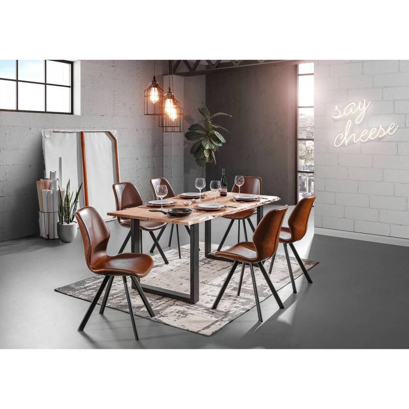 home24 Esszimmerstuhl Collins 2er-Set 47 x 90 x 54cm Braun/Vintage Braun von home24