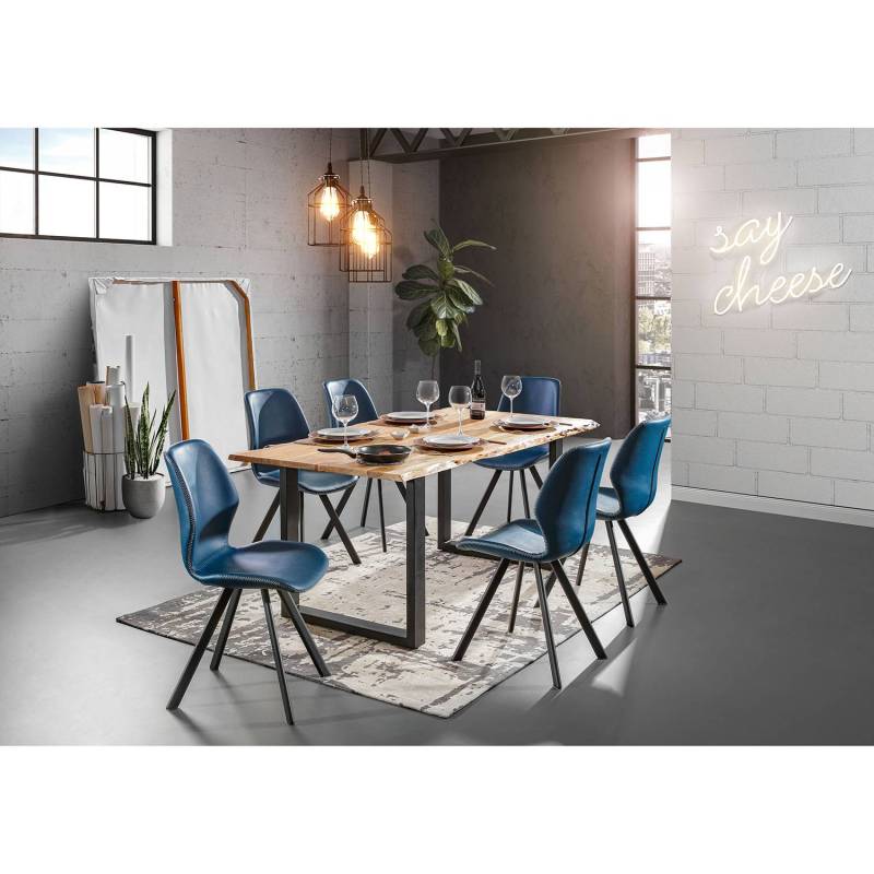 home24 Esszimmerstuhl Collins 2er-Set 47 x 90 x 54cm Blau/Jeansblau von home24