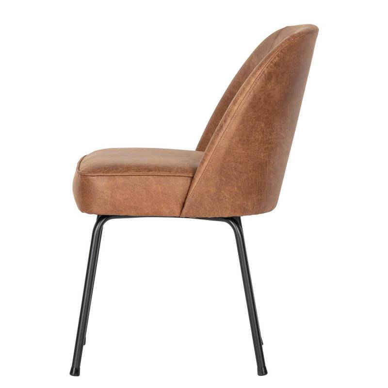 home24 Polsterstuhl Cera III 2er-Set 50 x 83 x 57cm Braun/Cognac von home24