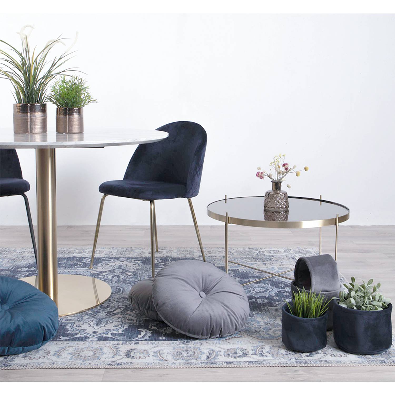 home24 Polsterstuhl Maxou I 2er-Set 51 x 78 x 52cm Blau/Nachtblau von home24