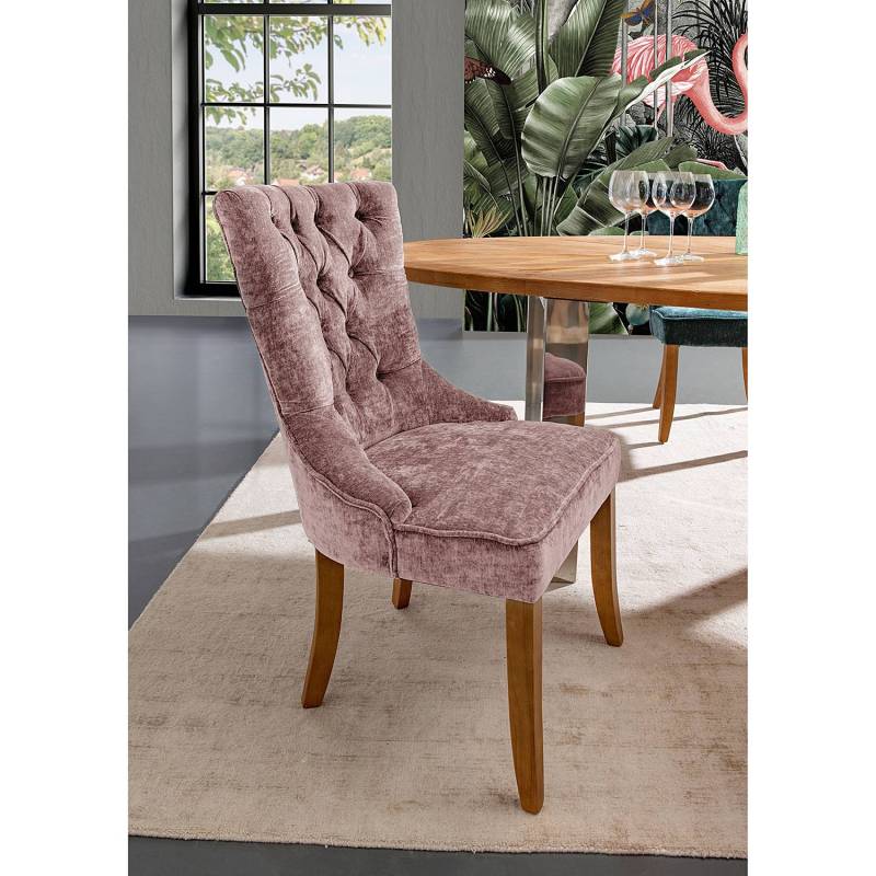 home24 Polsterstuhl Plainfield 2er-Set 56 x 98 x 65cm Violett/Altrosa von home24
