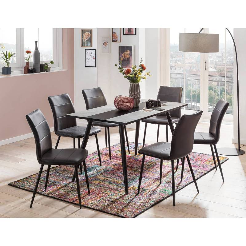 home24 Polsterstuhl Plemy 2er-Set 44 x 87 x 57cm Grau/Anthrazit von home24