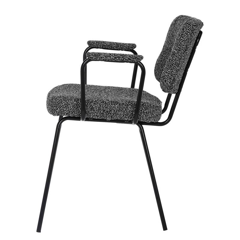 home24 Polsterstuhl Ukoli 2er-Set 58 x 80 x 60cm Schwarz/Weiß von home24