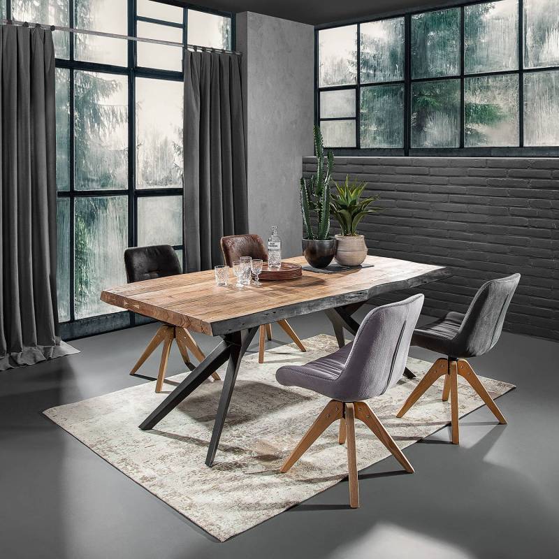 home24 Drehbarer Polsterstuhl Wilbur 2er-Set 55 x 84 x 60cm Grau/Lichtgrau von home24