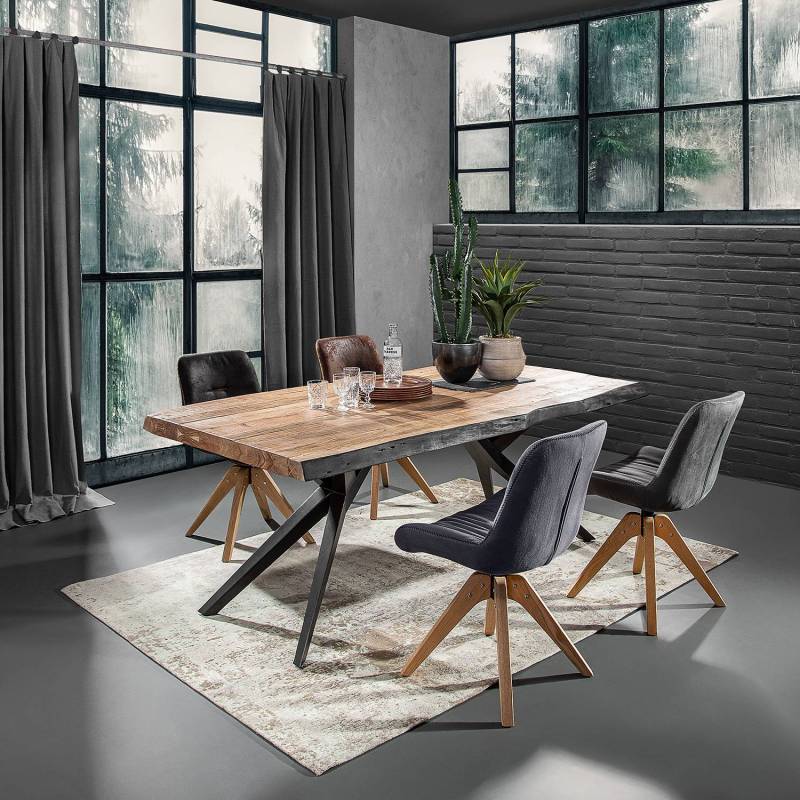 home24 Drehbarer Polsterstuhl Wilbur 2er-Set 55 x 84 x 60cm Schwarz/Anthrazit von home24