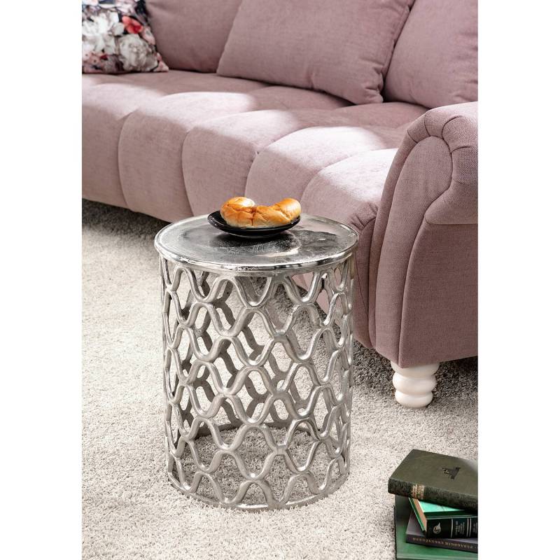 Red Living Beistelltisch Karlin Aluminium Silber Glamour 36x46x36 cm (BxHxT) von Red Living