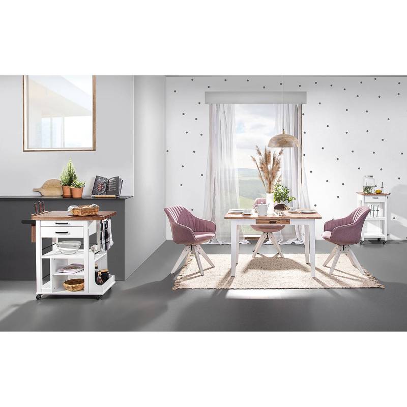 home24 Servierwagen Pidula I 90 x 90 x 50cm Weiß von home24