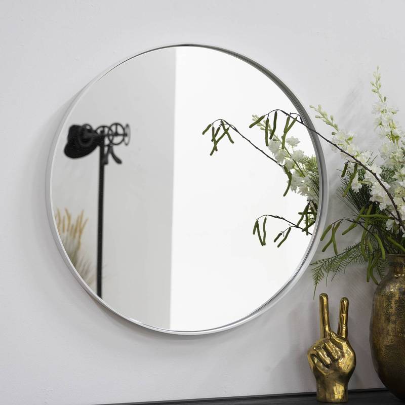 home24 Spiegel McKee II Ø 60cm Weiß/Weiß Metall, pulverbeschichtet 5cm von home24