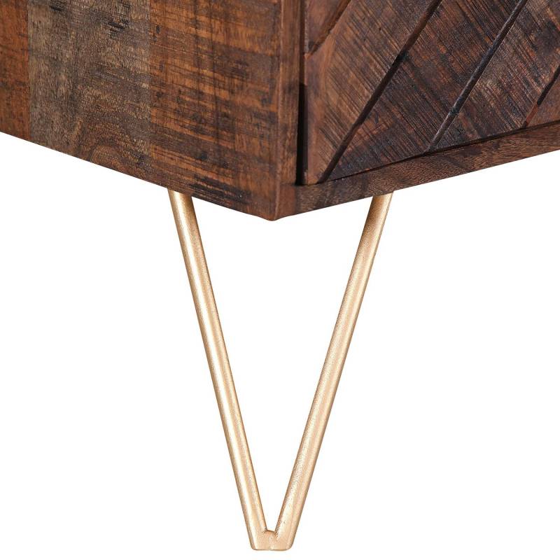 home24 TV-Lowboard Korpus: Massivholz Akazie, gebeizt & lackiert Gestell & Griffe: Eisen, pulverbeschichtet Braun 175 x 60 x 43cm von home24