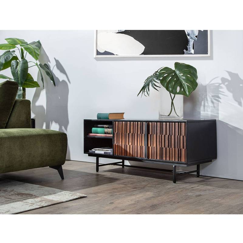 home24 TV-Lowboard Sanvic Front: MDF Mitteldichte Holzfaserplatte , beschichtet & gebeizt Korpus: Massivholz Akazie, gebeizt & lackiert Gestell: home24 TV-Lowboard Sanvic Front: MDF Mitteldichte Holzfaserplatte , beschichtet & gebeizt Korpus: Massivholz Akazie, gebeizt & lackiert Gestell: von home24