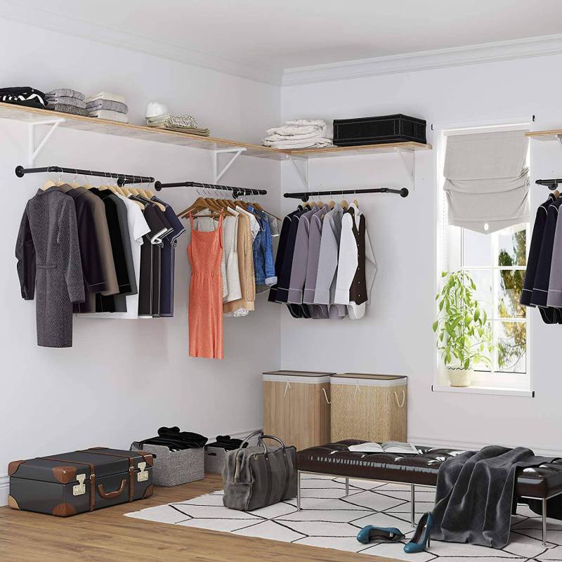 home24 Wandhaken für Kleidung 2er-Set 30 x 3 x 92cm Schwarz/Schwarz von home24