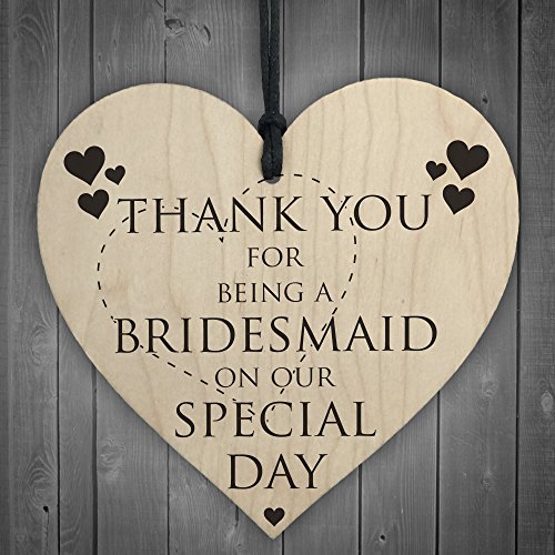 Rot Ocean Thank You For Being A Bridesmaid Herz aus Holz zum Aufhängen Hochzeit Plakette Geschenk Schild von RED OCEAN