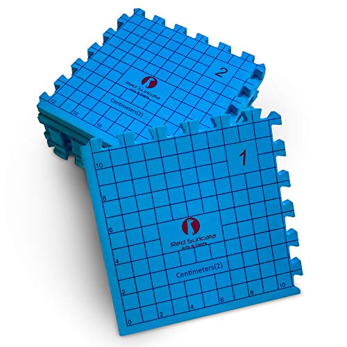 Red Suricata Spannmatten zum Stricken - Extra dicke Spannunterlagen - perfekt ausgerichtetes Raster - Bonus-Aufbewahrungstasche - 50 T-Nadeln – Strick & Häkeln Zubehör (Zentimeter-Raster) von Red Suricata