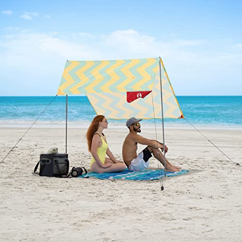 Red Suricata Teepee Sonnensegel Strand – Sonnenschutz Strand für 1–2 Personen, UPF50 Strandschirm mit 2 Aluminiumstangen & Querstange, 4 robuste Bodenanker-Schrauben – leichtes Sonnenzelt von Red Suricata