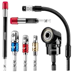 Red Tools Adapter Set 7 teilig mit Steckschlüssel adapter - biegsamer Welle - Schnellwechsel Bithalter - Winkelgetriebe 105° - universell kombinier- & einsetzbar von Red Tools