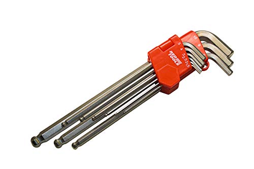Red Tools Innensechskant Satz 9 tlg mit Kugelkopf - Innensechskantschlüssel-Set im praktischem Klapphalter - leichtes Entnehmen - perfekter Halt - RT20454 von Red Tools