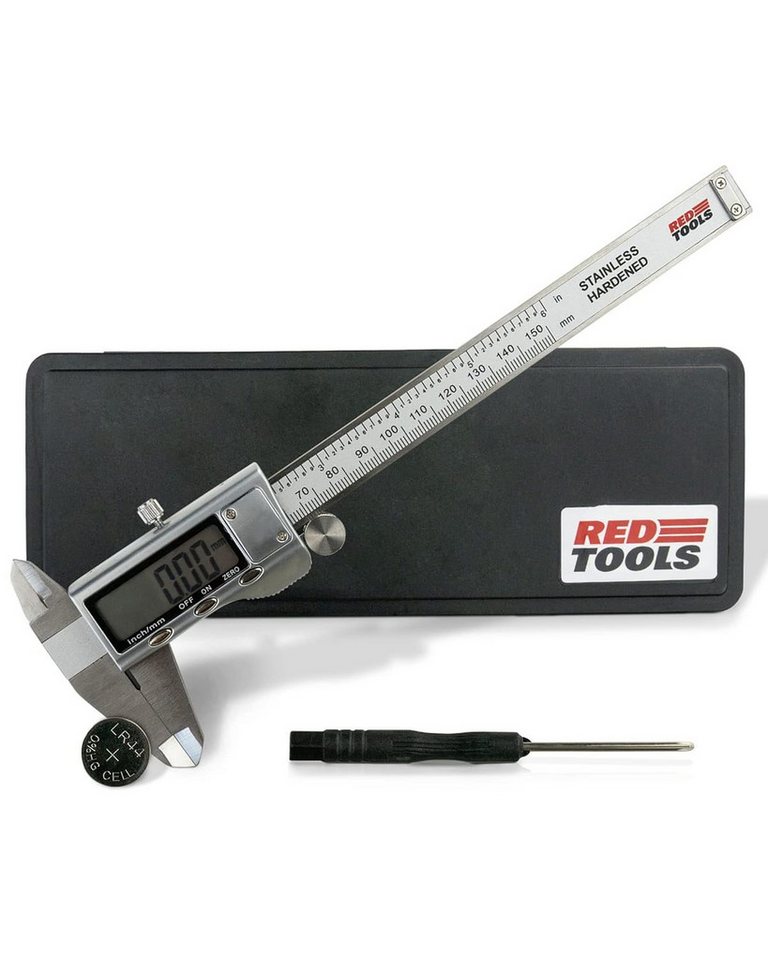 Red Tools Messschieber Digital - Messwerkzeug mit LCD-Display - 0-150 mm / 0-6 Zoll von Red Tools