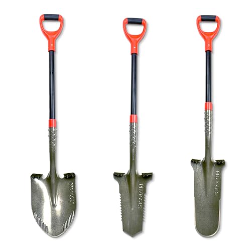 Red Tools Profi Spaten Set - Robustes Garten Werkzeug inkl. Gärtnerspaten mit Wurzelsäge, Drainagespaten und Schaufel - für alle Gartenprojekte geeignet (Grau) von Red Tools