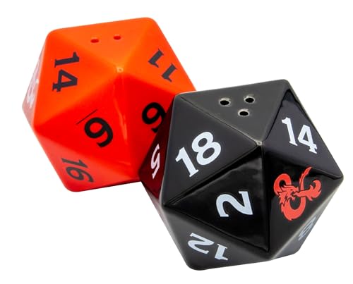 Joytoy Dungeons & Dragons D20 Dice 3D Salz- und Pfefferstreuer in Keramik in Geschenkpackung 17,5x10x9 cm, Rot von Joytoy