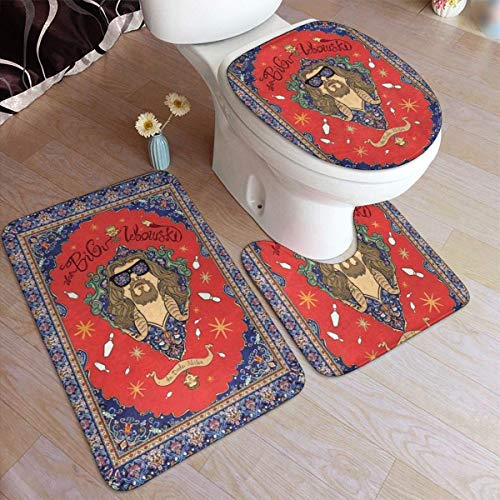RedBeans Anti-Rutsch-Badteppich-Set, 3-teilig, Flanell-Badezimmerteppich, großer Lebowski-Teppich, Podest, rutschfeste Duschmatte und WC-Decken-Vorleger Set von RedBeans